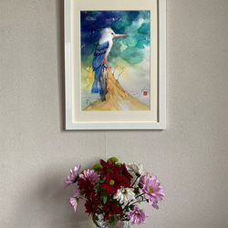 鳥の絵ポスターA4「ハイガシラショウビンⅡ」　 3枚目の画像