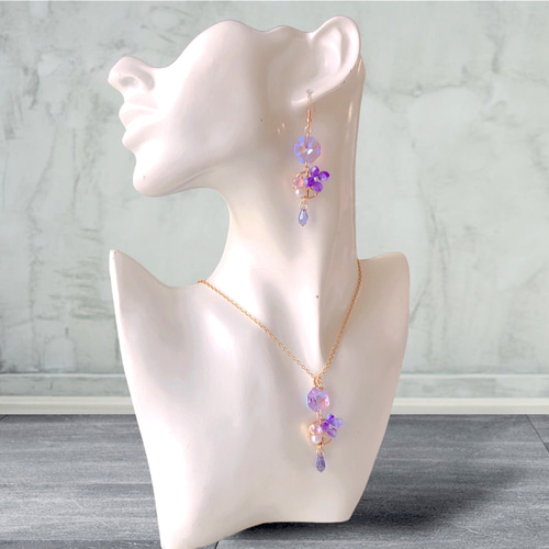 傘と紫陽花の和風ピアス イヤリング(雨の日コーデ3点セット)の