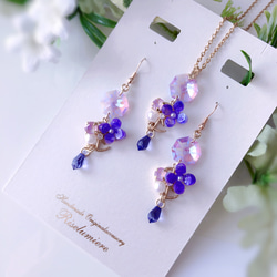 ゆれる紫の花 ブルーベルのウェーブ2wayピアス／イヤリング ピアス
