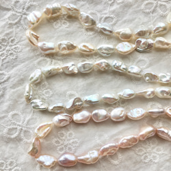 オイスター型 15mm 淡水パール バロックパール 天然 連売り パール