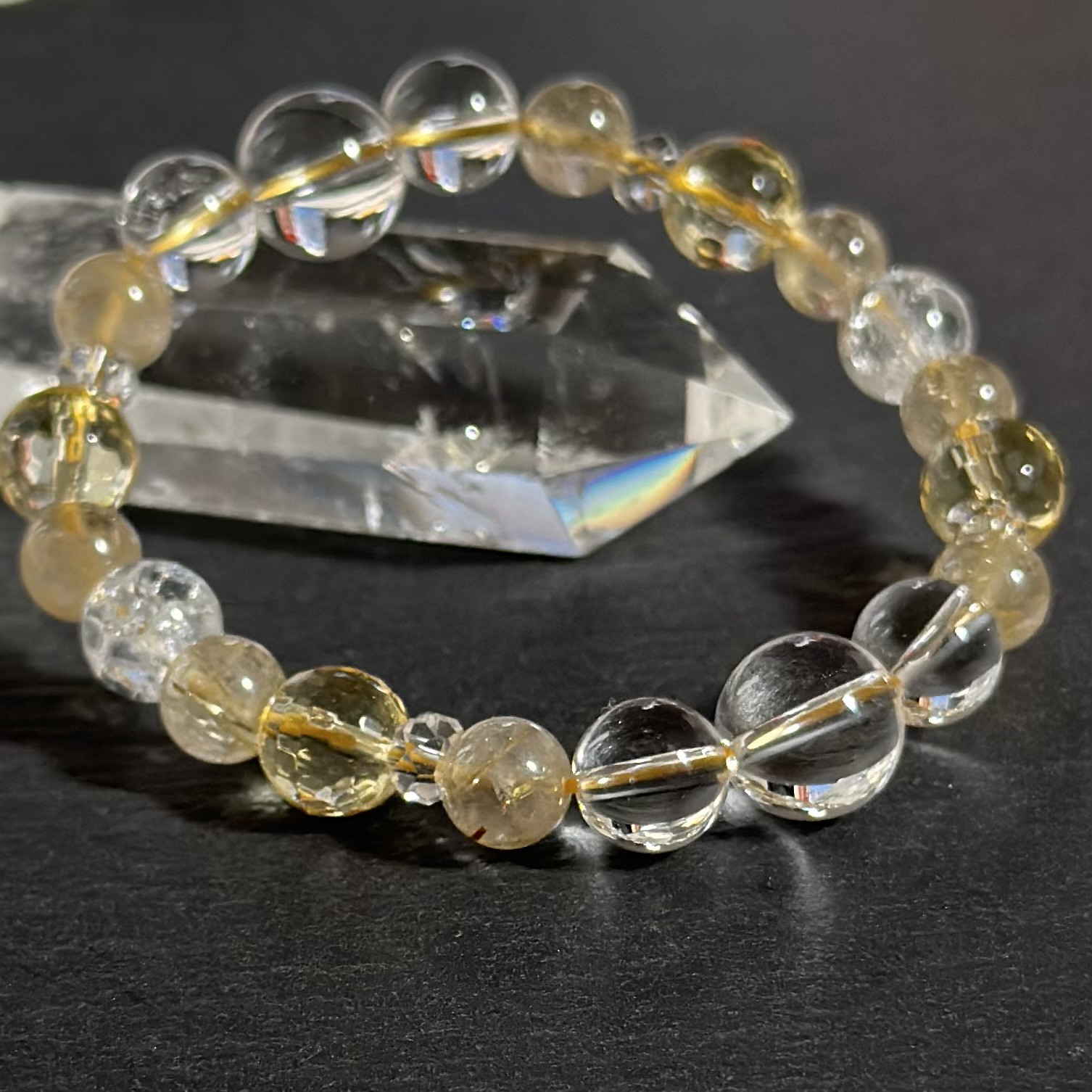 天然石ルチルクォーツ・シトリンブレスレット♡水晶♡浄化