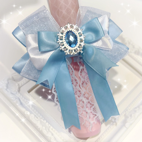 ☆再販 キンブレリボン ペンライトリボン 推し色 水色 青 白