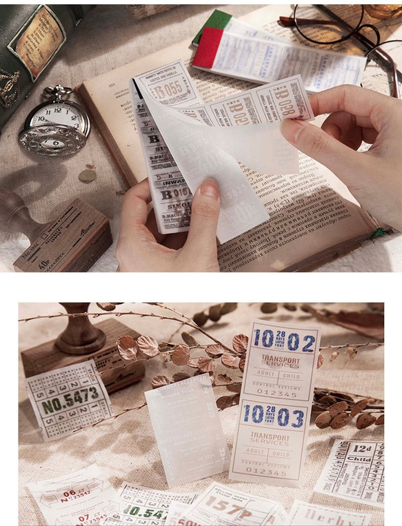 【P63】チケットブック 素材本 ブック 硫酸紙 コラージュ 紙もの 素材紙 アンティーク ヴィンテージ 13枚目の画像