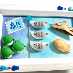 ☆子供の日和菓子フレーム(受注生産)樹脂粘土　ミニチュア　鯉のぼり 4枚目の画像