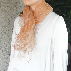 再Sale 草木染手織り赤城の節糸のストール 紫外線カット シルク 草木染