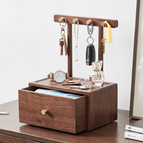 デスク収納トレイ アクセサリー掛け 指輪・時計・キートレイ 木製雑貨