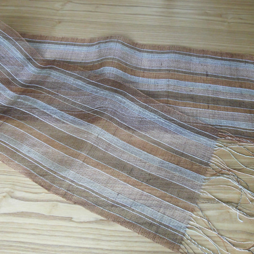 再Sale 草木染手織り赤城の節糸のストール 紫外線カット シルク 草木染