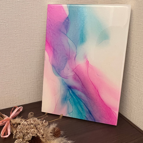 アルコールインクアートパネル パールの輝き 【世界に一つだけのアート