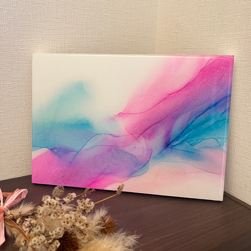 アルコールインクアートパネル パールの輝き 【世界に一つだけの