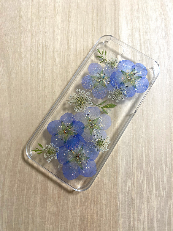 【ネモフィラ】押し花 iPhone 5・5s・SEケース 2枚目の画像