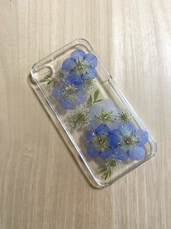 【ネモフィラ】押し花 iPhone 5・5s・SEケース 3枚目の画像