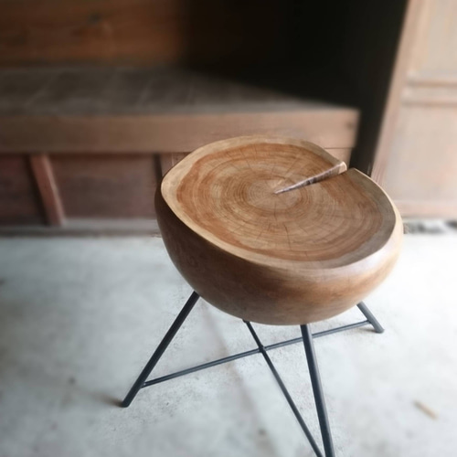 ひのき　スツール　椅子　サイドテーブル　自然　丸太