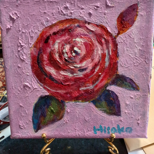 薔薇 油絵 15×15 絵画 Hisako 通販 15807353｜Creema(クリーマ)