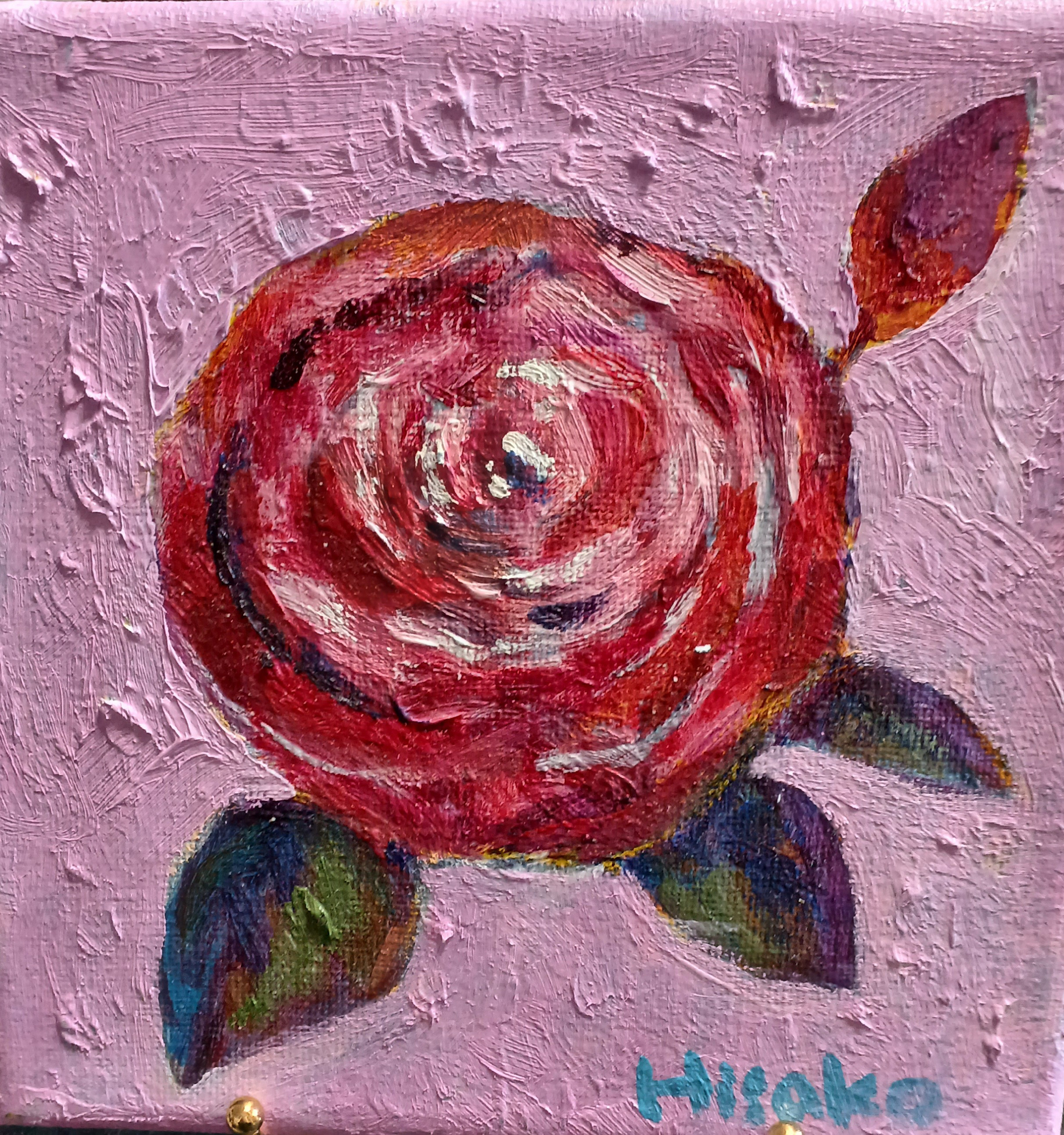 「薔薇」　油絵 山本彪一 「 薔薇 」 油絵 ・ 油彩画 F4 ( 4号 ) 絵画 洋画 肉筆