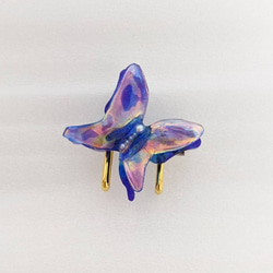 ◆Blue Butterfly 〜神秘的な蝶々〜　ハンドメイド帯留め 4枚目の画像