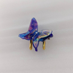 ◆Blue Butterfly 〜神秘的な蝶々〜　ハンドメイド帯留め 3枚目の画像