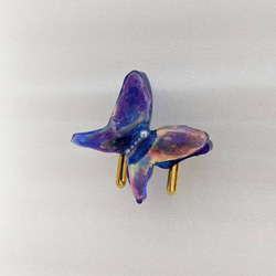 ◆Blue Butterfly 〜神秘的な蝶々〜　ハンドメイド帯留め 6枚目の画像