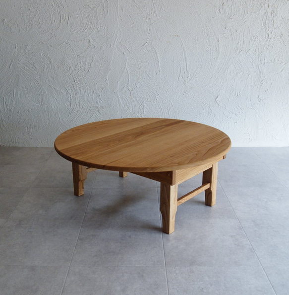 受注製作品】 クリの木でつくる、突っ張り板式ちゃぶ台（クリア