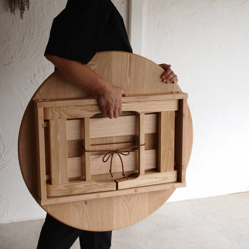 受注製作品】 クリの木でつくる、突っ張り板式ちゃぶ台（クリア