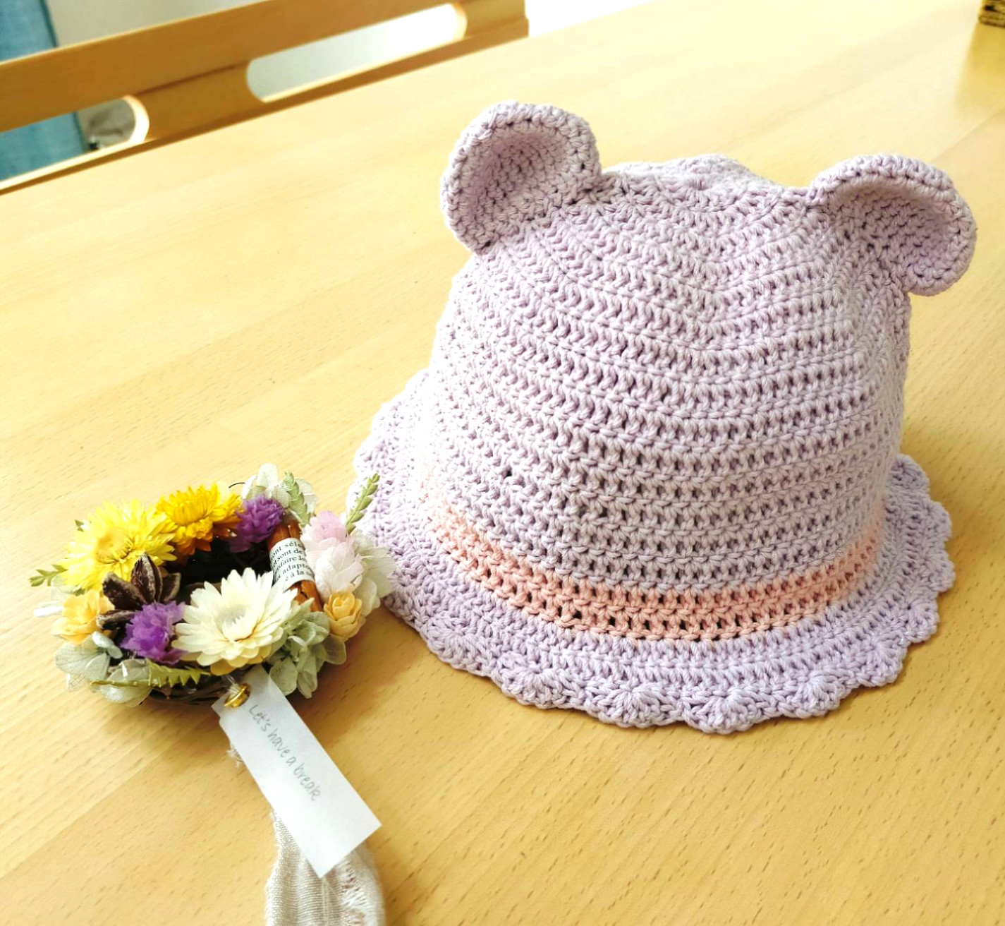 ぴょんす様オーダーページ　くまさん麦わら帽子　ハンドメイド ぴょんす様オーダーページくまさん麦わら帽子ハンドメイド