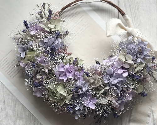 感謝いっぱいSale♡プリザーブドフラワーリース♡ラベンダーの咲く頃 58f99031450cae4c8b78a361ded156