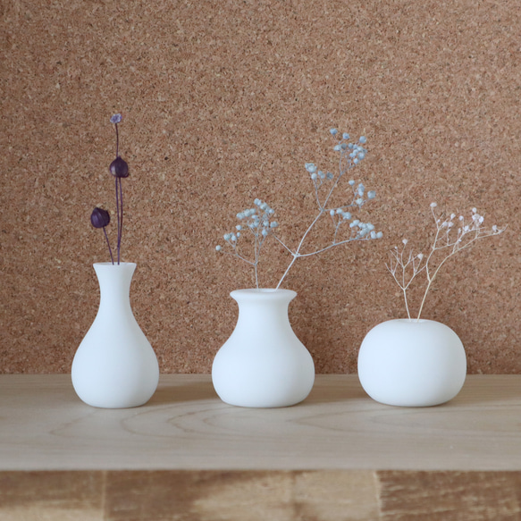 SMALL VASE TRIO 小型花瓶3点セット ホワイト マット　一輪挿し ドライフラワー 8枚目の画像