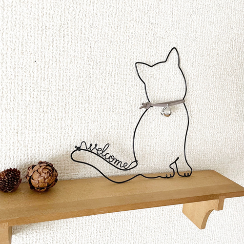 アメリカ通販ファッション 猫ちゃんのwelcome】赤orグレーをお選びください♡ ワイヤー 立体・オブジェ