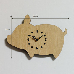 アニマル壁掛け時計シリーズ　豚　ベージュ木目調　壁掛け時計　静音時計 5枚目の画像