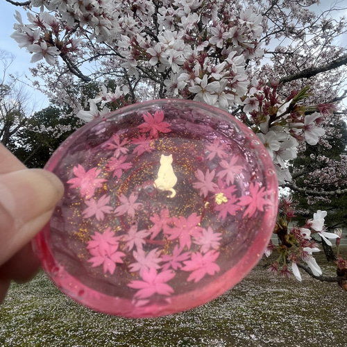 レジン ハンドメイド 桜猫 桜色🌸猫ちゃんのダブルシェイカー