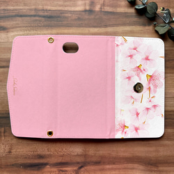 春の桜の三つ折り手帳型スマホケース 全機種対応 手帳型 スマホケース iphone Android 桜 春 3枚目の画像