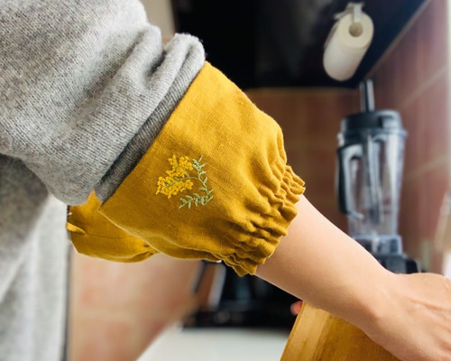 ミモザのminiアームカバー 洗い物、庭仕事に、袖落ち防止 その他