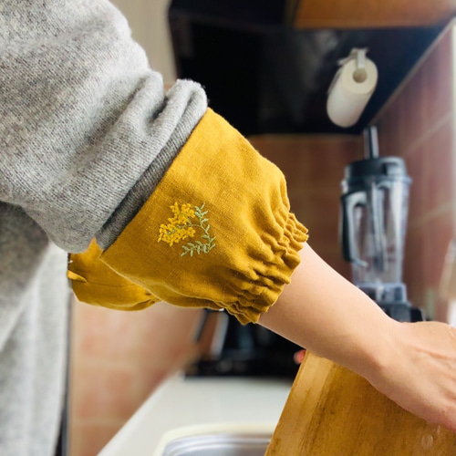 ミモザのminiアームカバー 洗い物、庭仕事に、袖落ち防止 その他