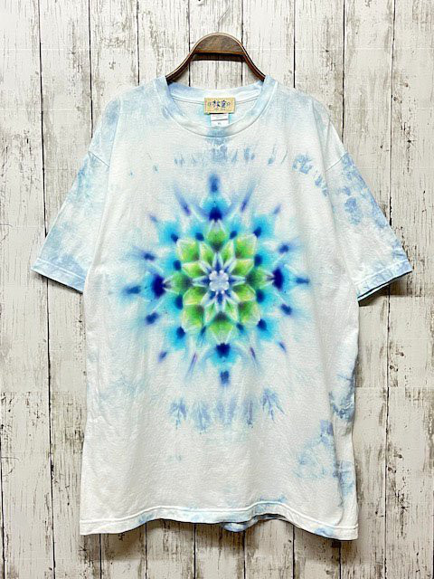 タイダイ Tシャツ XLサイズ 曼荼羅 ブルー ムラ染め Hippies Dye