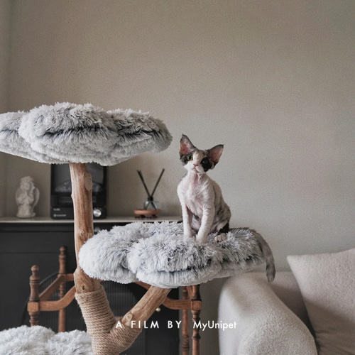 無垢材キャットタワー 北欧風 木製 天然木 ペット家具 キャットベッド