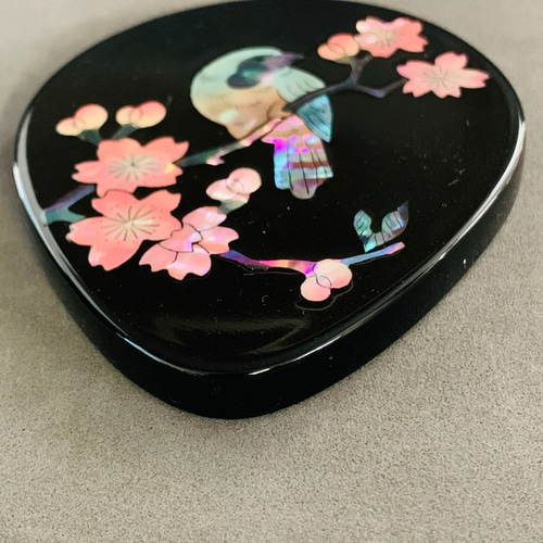 螺鈿 花鳥図 姫鏡 （桜に樫鳥） 手鏡 武蔵川工房 通販 15808839