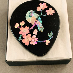 　螺鈿　花鳥図　姫鏡　　（桜に樫鳥） 5枚目の画像