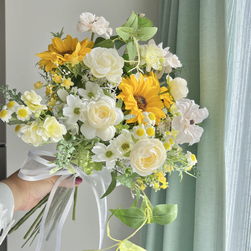 結婚式ブーケベージュブラウンブーケ ブートニア 花瓶 3set【おまとめ値引きあり】