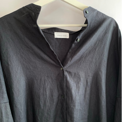 【カラー別注】リネンロングシャツドレス　ブラック 2枚目の画像