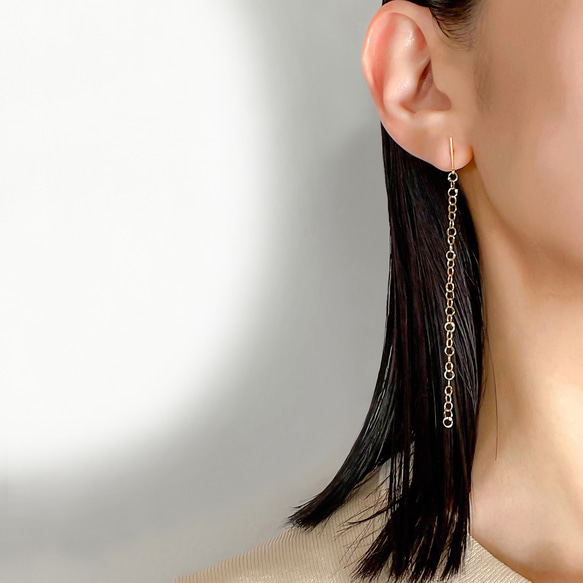 Multiway Long Earrings_K18(750)YG ロングチェーンピアス 3枚目の画像