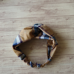 Madras 格紋頭巾（亞麻黃） 第3張的照片