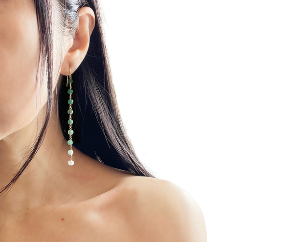 green (earring) 綠砂金石耳環 第3張的照片
