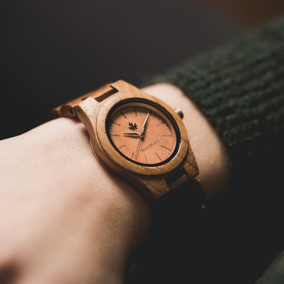 【訳アリお得！50%オフ】【オランダから直輸入】 ウッドウォッチ Core – 36 mm Teak Rosegold 2枚目の画像