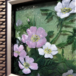 【野ばら】GLASS 絵画 額 インテリア ガラス バラ 野の花 やさしい 4枚目の画像