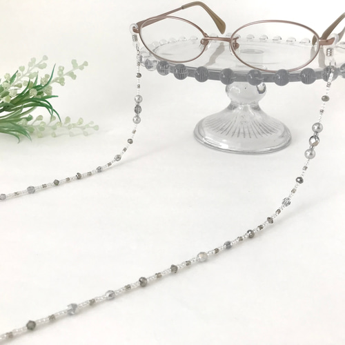 チェコガラス メガネチェーン グラスコード メガネストラップ シルバー