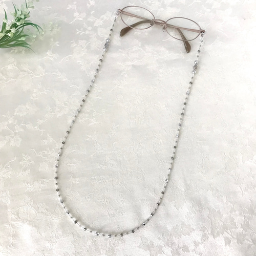 チェコガラス メガネチェーン グラスコード メガネストラップ シルバー