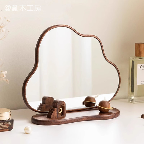 ドレッサー　置き鏡　木製 鏡付きの化粧品ボックス ドレッサー 鏡台 木製雑貨 小物収納