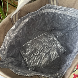 【完成品】 ベージュデニムランチ巾着バッグ（保温保冷）ハンドメイド＊ 4枚目の画像