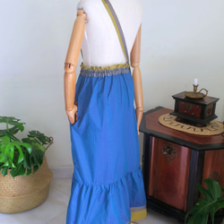 【インド/サリー】ティアードスカート＋バッグ・インド布・シンガポールから送料無料 10枚目の画像