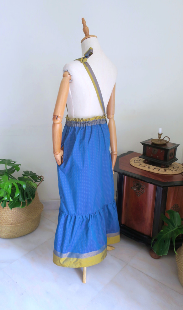 【インド/サリー】ティアードスカート＋バッグ・インド布・シンガポールから送料無料 10枚目の画像