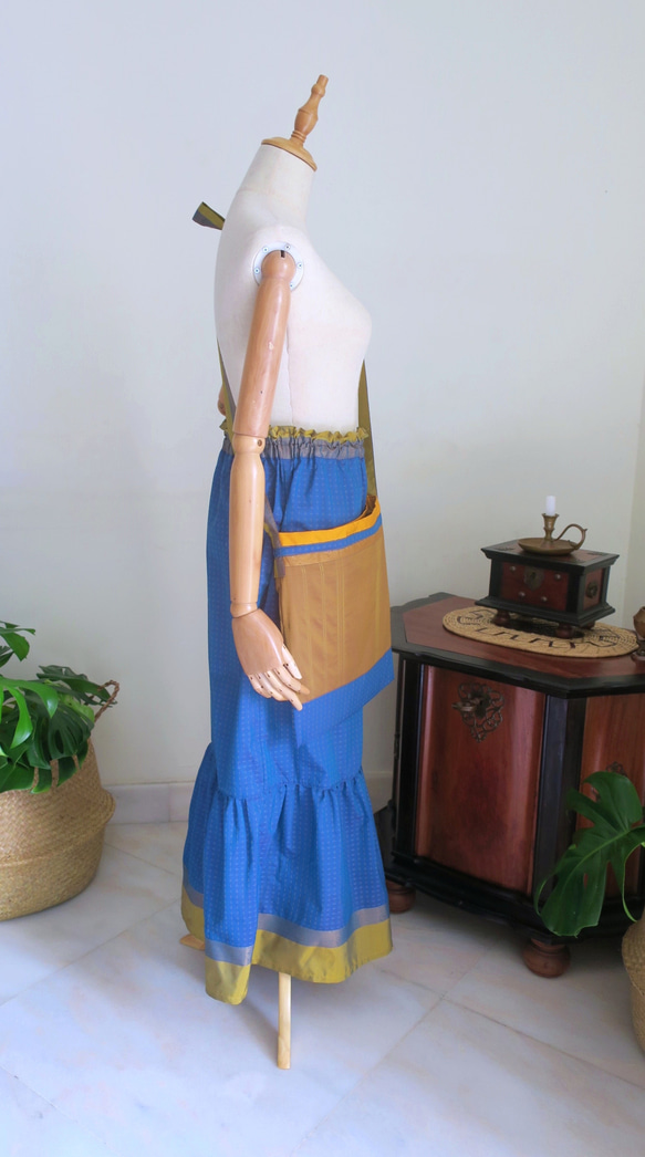 【インド/サリー】ティアードスカート＋バッグ・インド布・シンガポールから送料無料 9枚目の画像